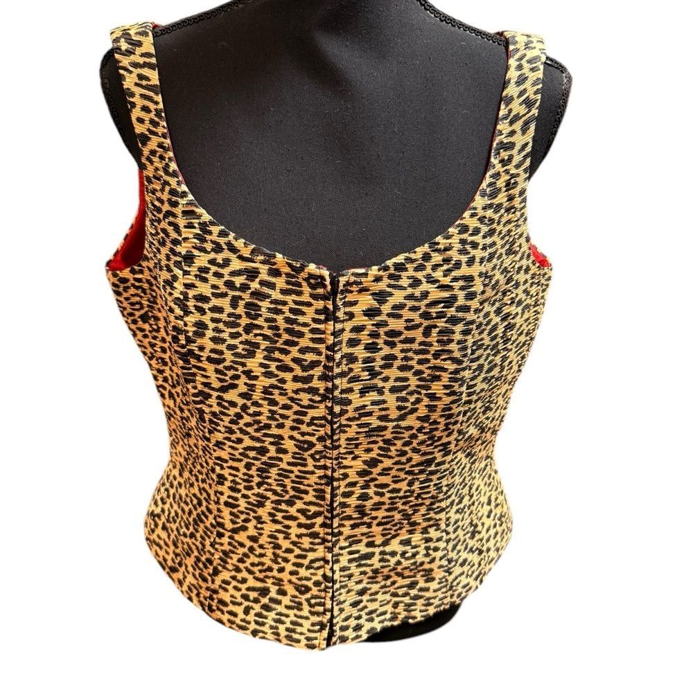 Flores & Flores Tan and Black Leopard Print Sleeveless Bustier Camisole Size 14